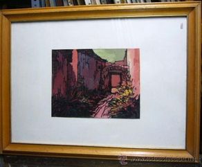 Art: 1839.- Óleo sobre tela 27x35. Pueblo. BARTOLO